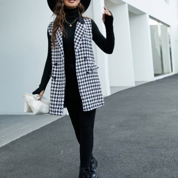 CHIC IN TWEED Hounds tooth Pattern button front - Picture 4 of 6